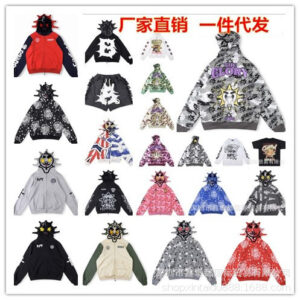 25 FW Streetwear Glo Cartoon Print Camouflage Zip Hoodie